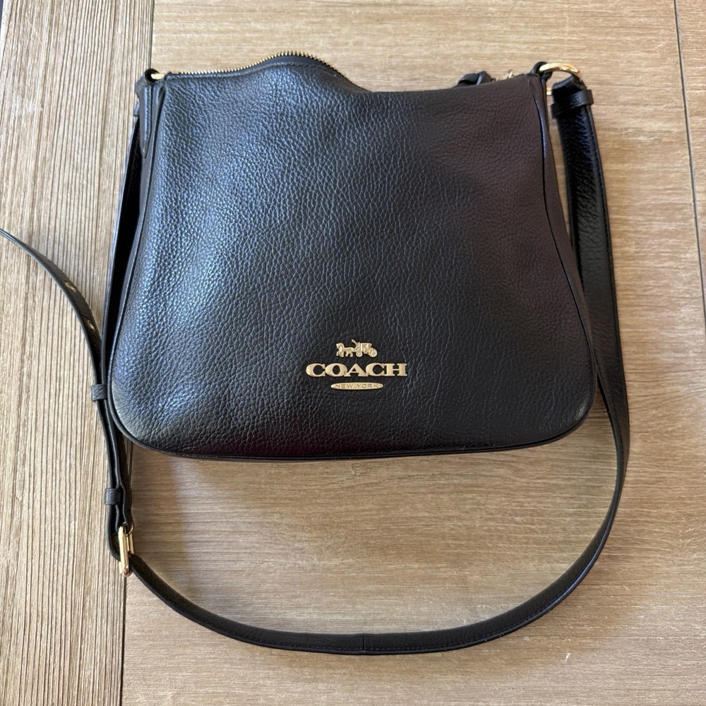 Coach Ellie File Crossbody Bag Black Refined Pebble Leather Shoulder Purse C1648